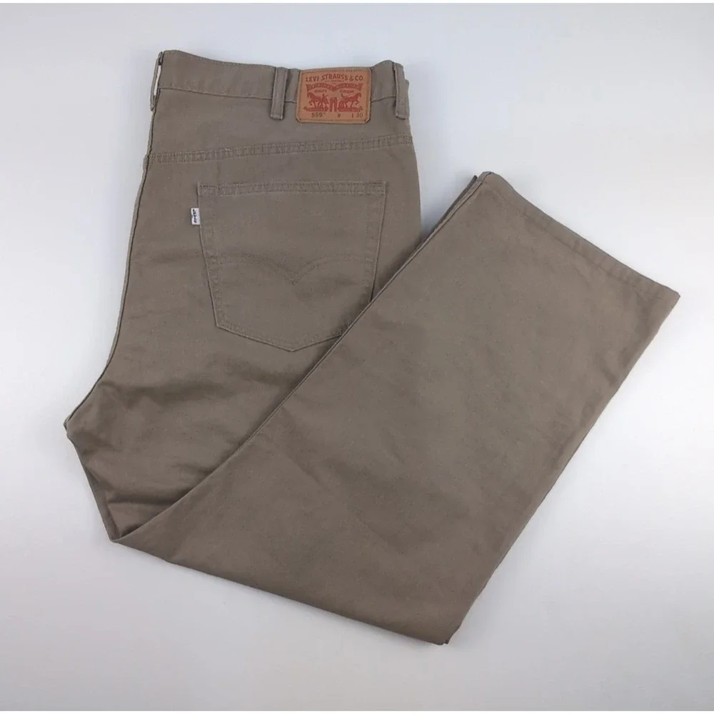 Levi's 559 Mens 44x28 Relaxed Straight Fit Twill Khaki Tan Beige Pants